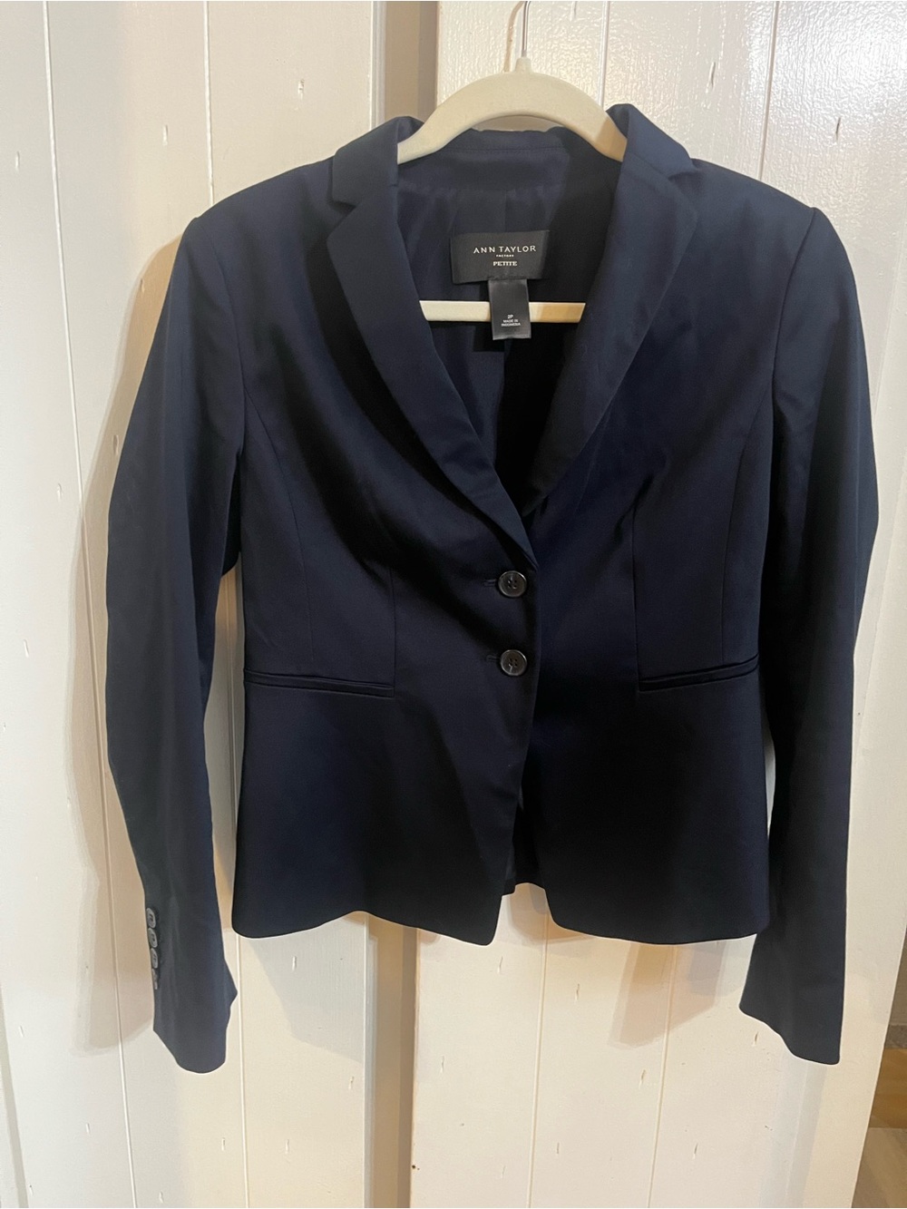 Ann Taylor Factory Navy Tailored Two-Button Blazer